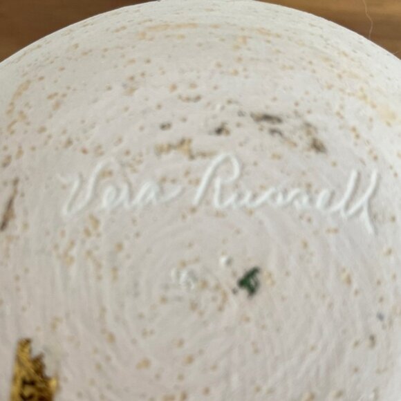 VERA RUSSELL Signed Vase Pottery Southwestern Decor Cut Out 22kt Gold Detail - Picture 7 of 13